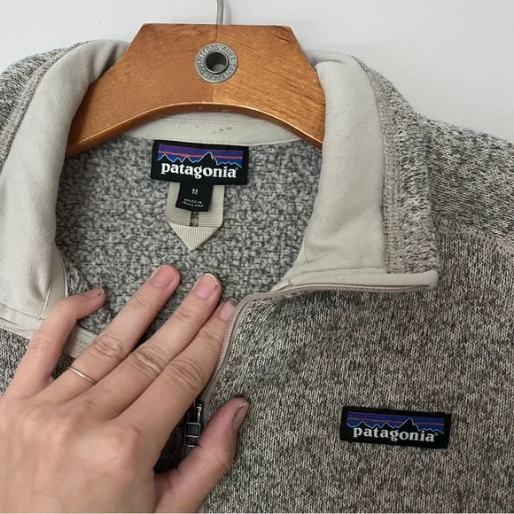Patagonia Gray Quarter-Zip Fleece Pullover Cozy Cabincore Fall Winter Sweater - Picture 4 of 9